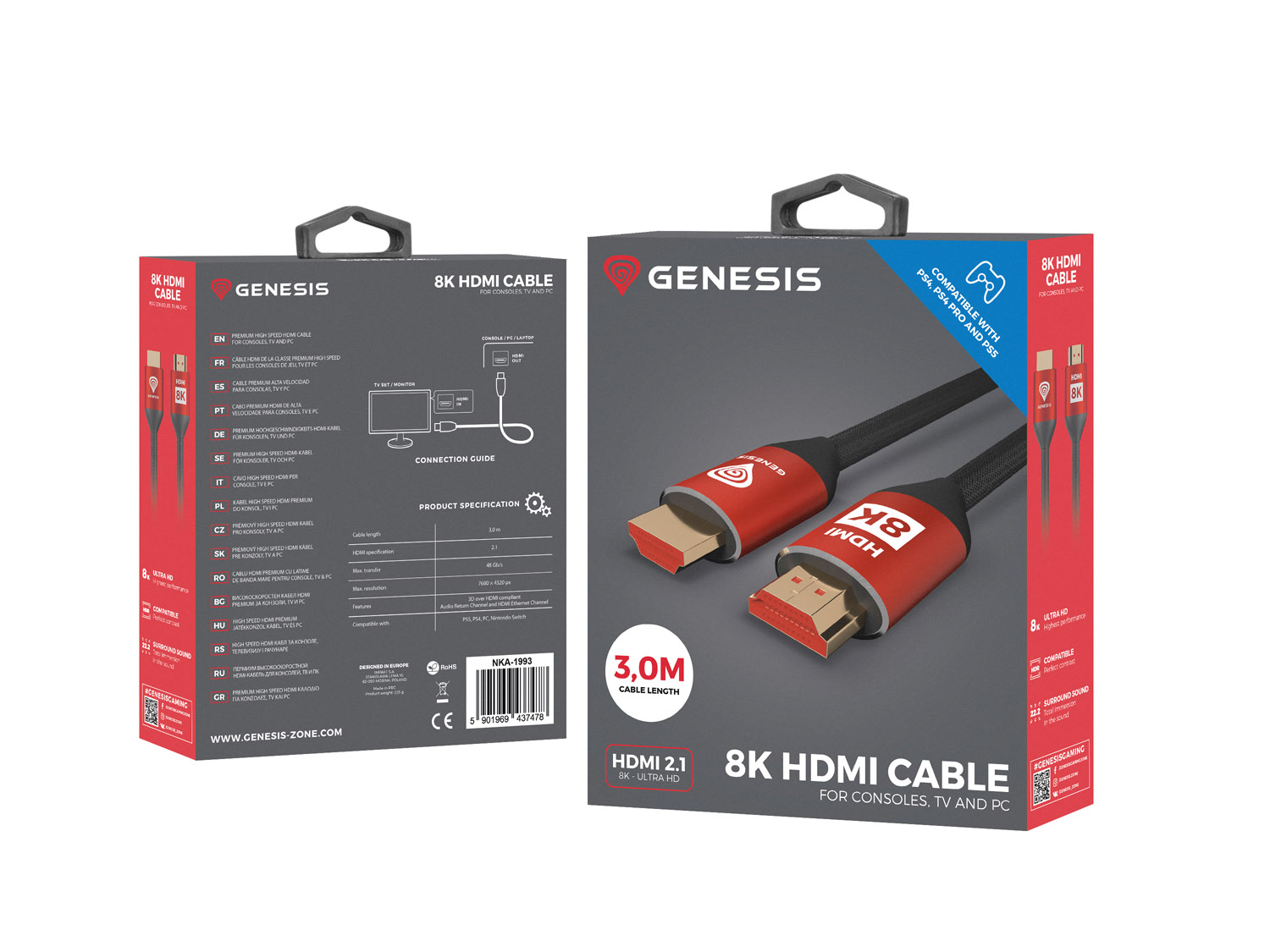 Genesis kabel HDMI M/ M V2.1 3M 8K pro PS5/ PS4 