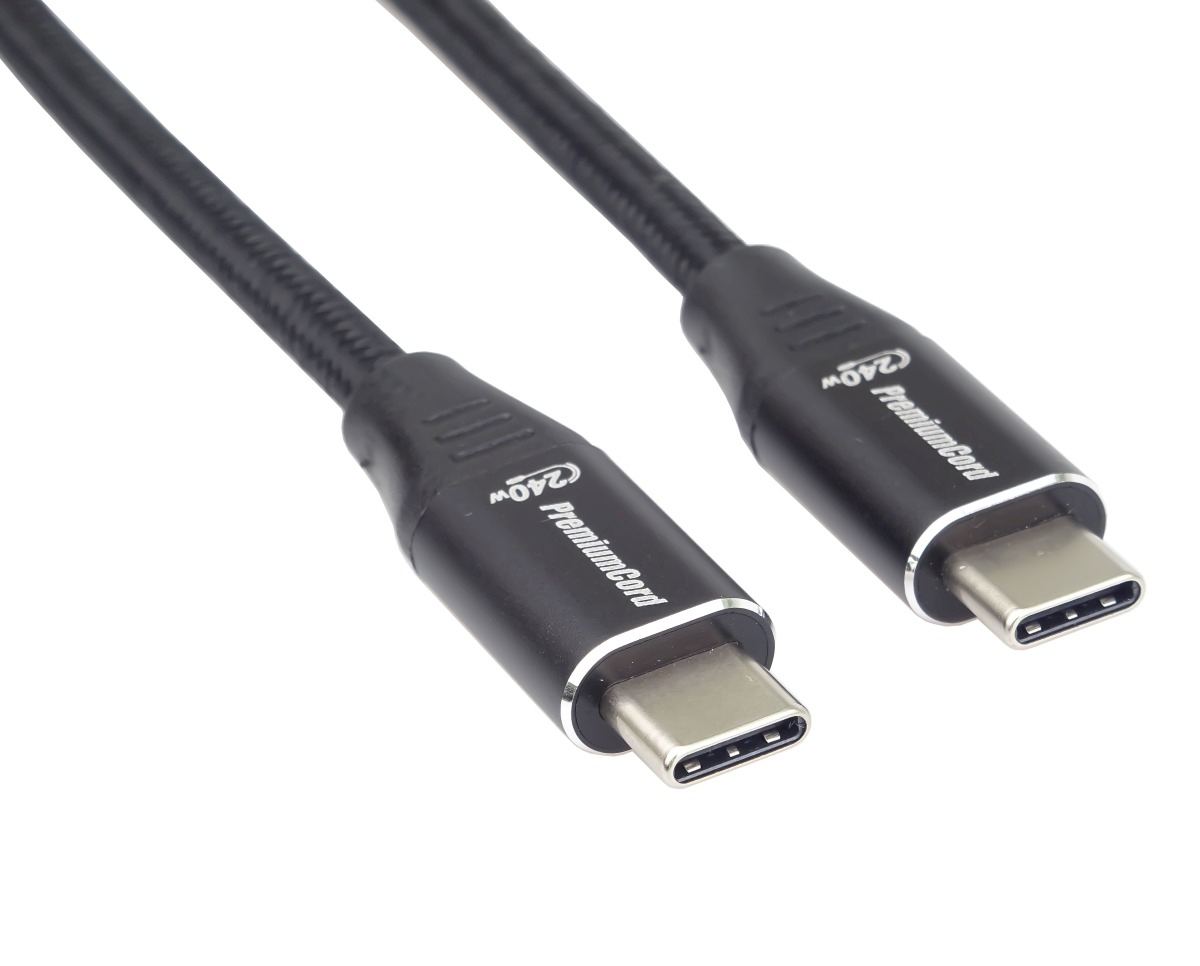 PremiumCord Kábel USB-C M/ M, 240 W 480 MBps, 1, 5 m 