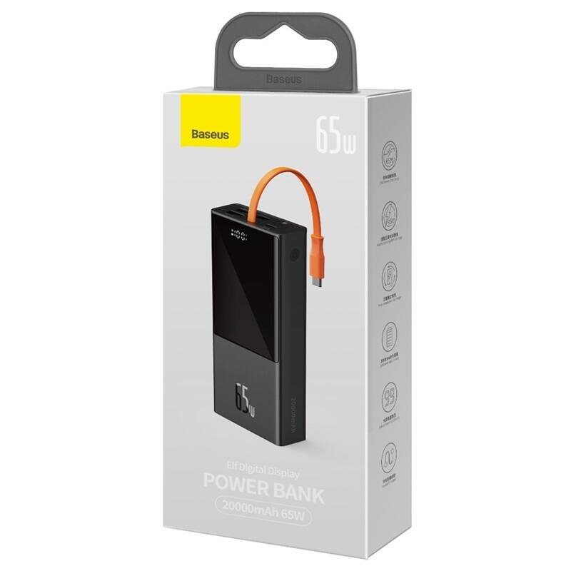 Baseus PPJL000001 Elf Digital Display Powerbanka 20000mAh 65W Black 