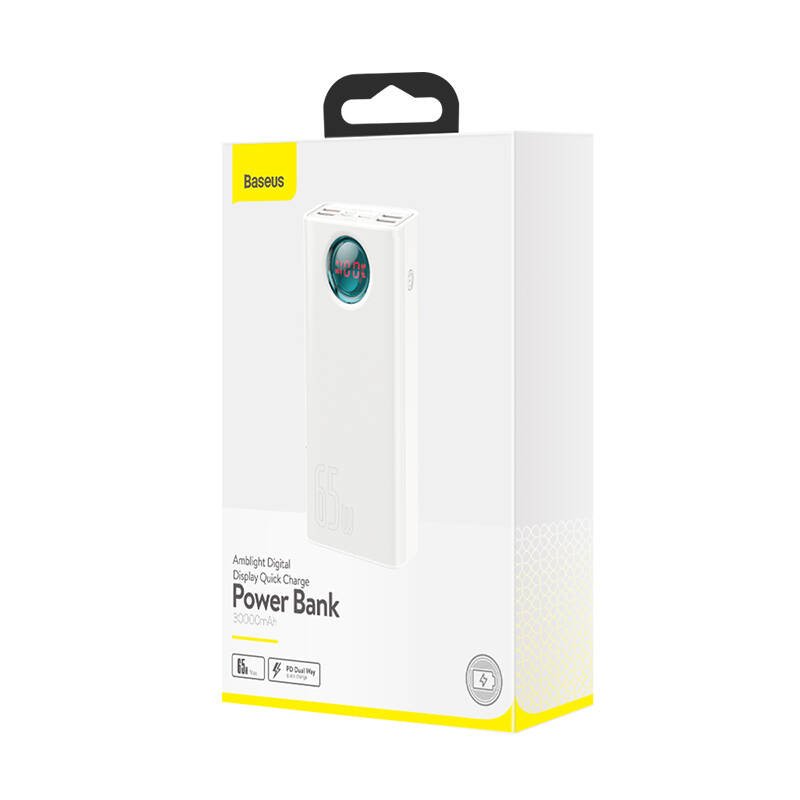 Baseus PPLG000102 Amblight Digital Display Powerbanka 30000mAh 65W White 