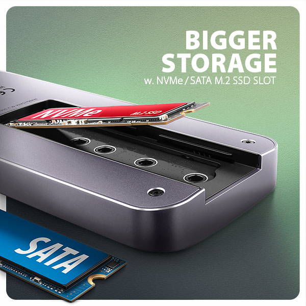 AXAGON HMC-6GM2, USB 10Gbps hub, USB-A, USB-C, HDMI, M.2 slot, SD/ MicroSD, PD 100W, kábel 20cm 