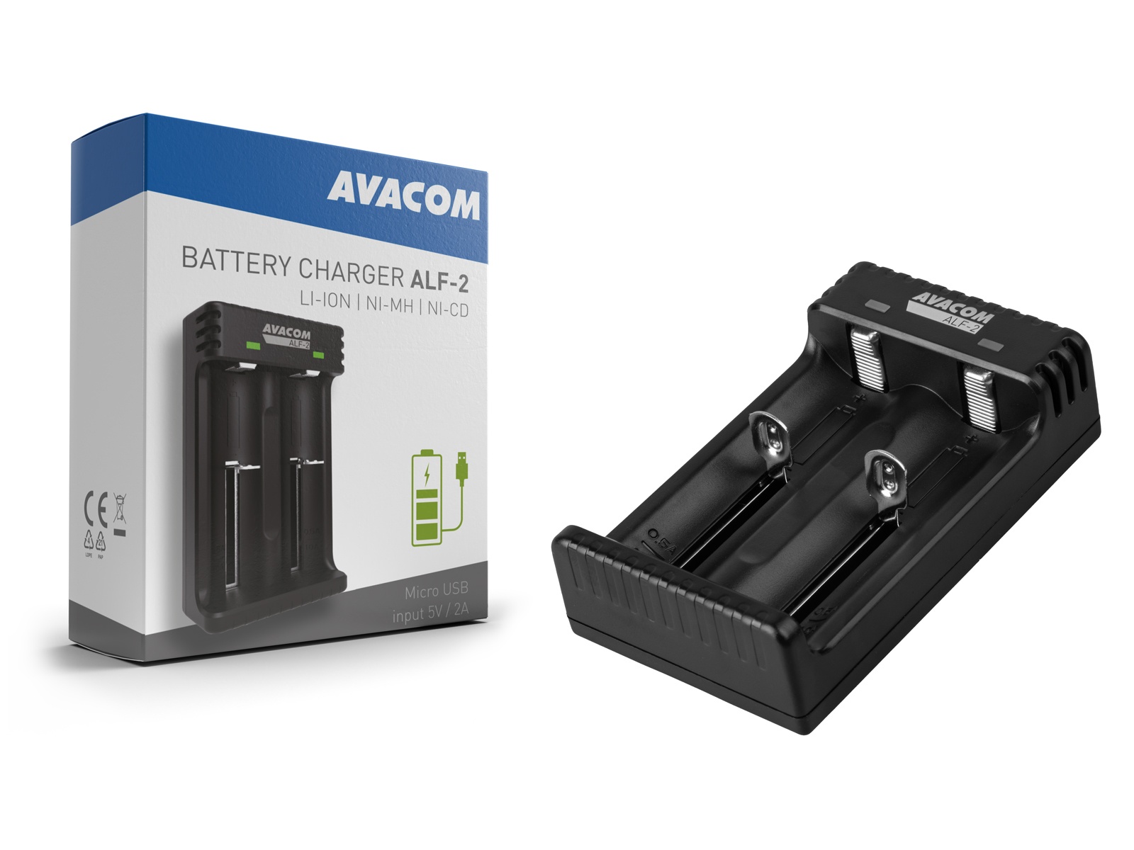 AVACOM ALF-2 - USB nabíječka baterií Li-Ion 18650, Ni-MH AA, AAA 