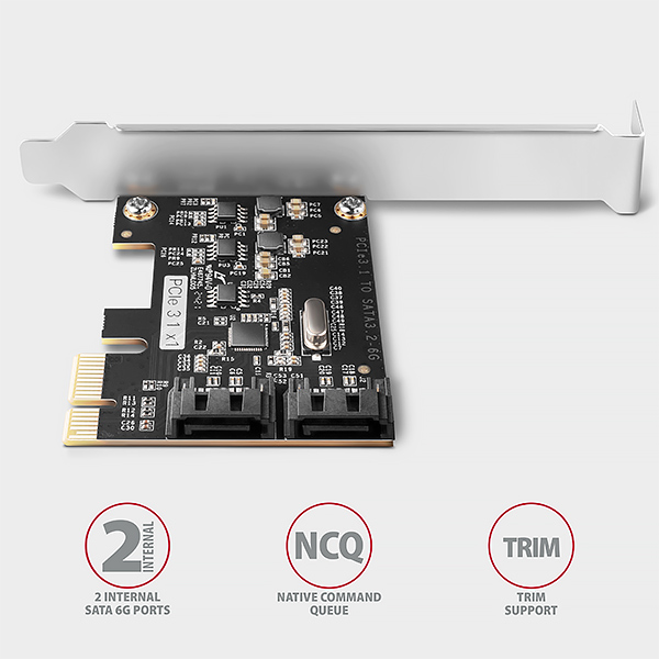 AXAGON PCES-SJ2, PCIe radič - 2x interný SATA 6G port, JMB582, SP & LP 