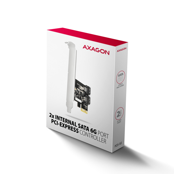 AXAGON PCES-SJ2, PCIe radič - 2x interný SATA 6G port, JMB582, SP & LP 