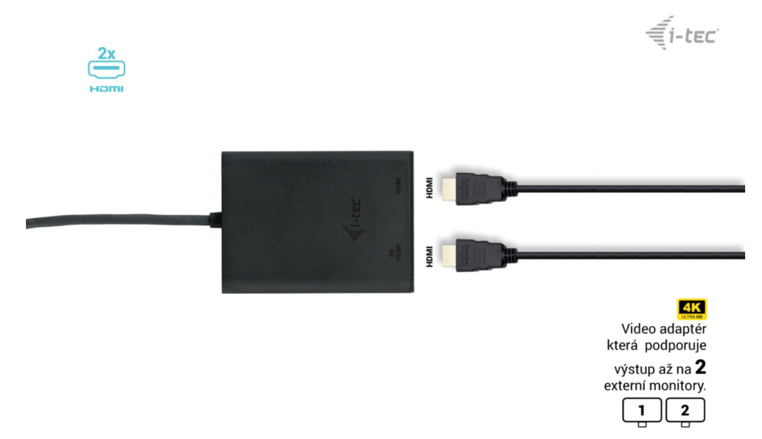 i-tec USB-C Dual 4K/ 60Hz (single 8K/ 30Hz) HDMI Video Adapter 