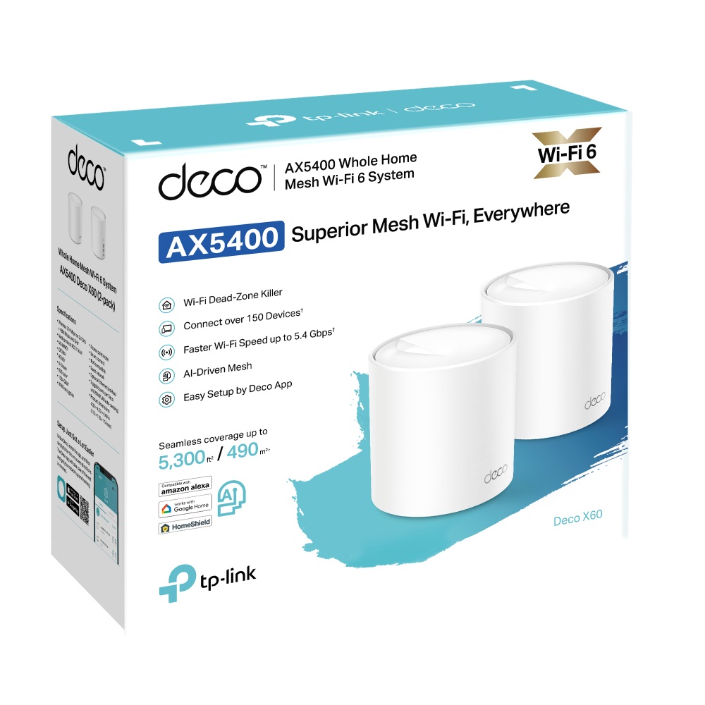 TP-Link AX5400 Smart Home Mesh WiFi6 System Deco X60(2-pack) 