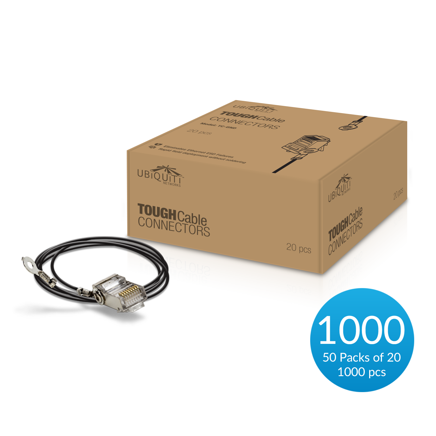 Ubiquiti TC-GND - TOUGHCable RJ45, STP RJ45 zemniaci kábel, Cat5, 8p8c, drôt, pozlátený, AWG24, 1 000 ks 