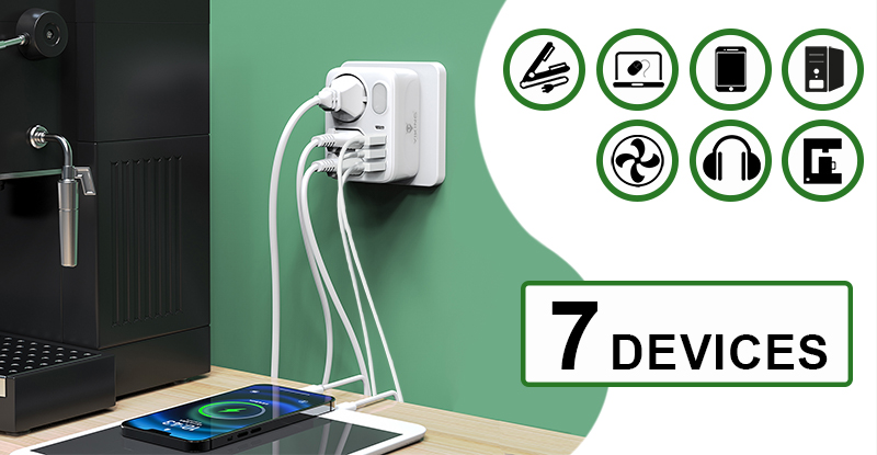 Sieťový adaptér Viking AC34, rozbočovač, 7 výstupov 