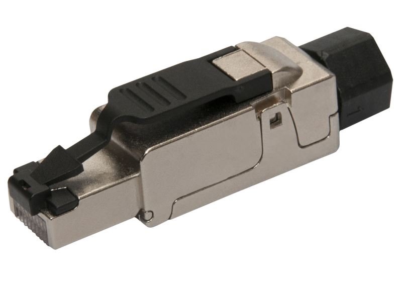 Konektor MPTL 90° RJ45 CAT6A STP samorezný SXRJ45-6A-STP-BK-SA-U