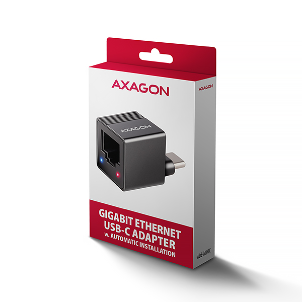 AXAGON ADE-MINIC USB-C 3.2 Gen 1 - Gigabit Ethernet MINI sieťová karta, Realtek 8153, auto inštal 