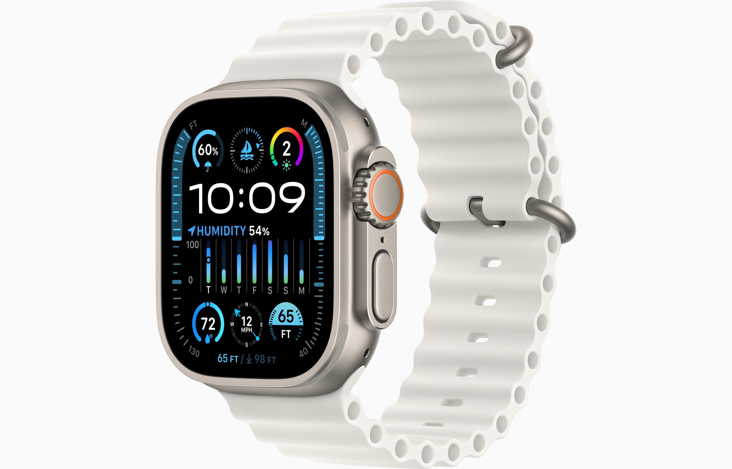 Apple Watch Ultra 2/ 49mm/ Titan/ Šport Band/ White Ocean