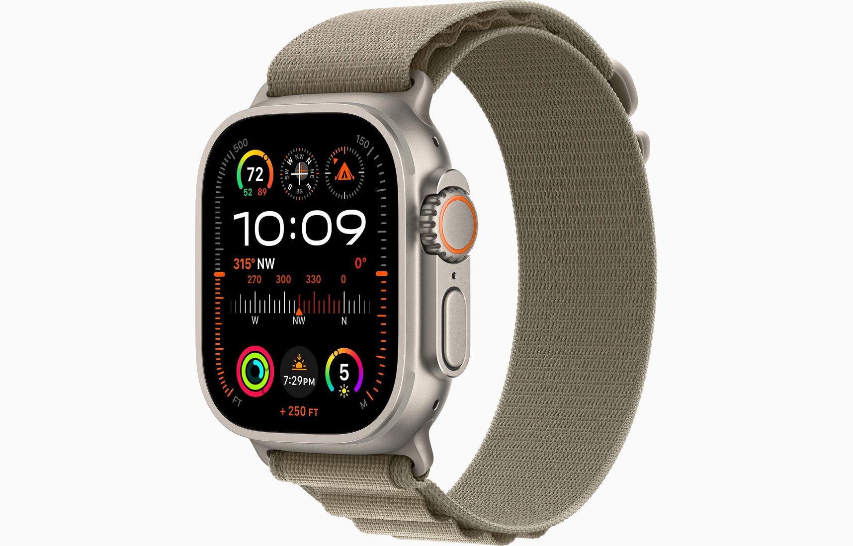 Apple Watch Ultra 2/ 49mm/ Titan/ Šport Band/ Olive Alpine/ Small