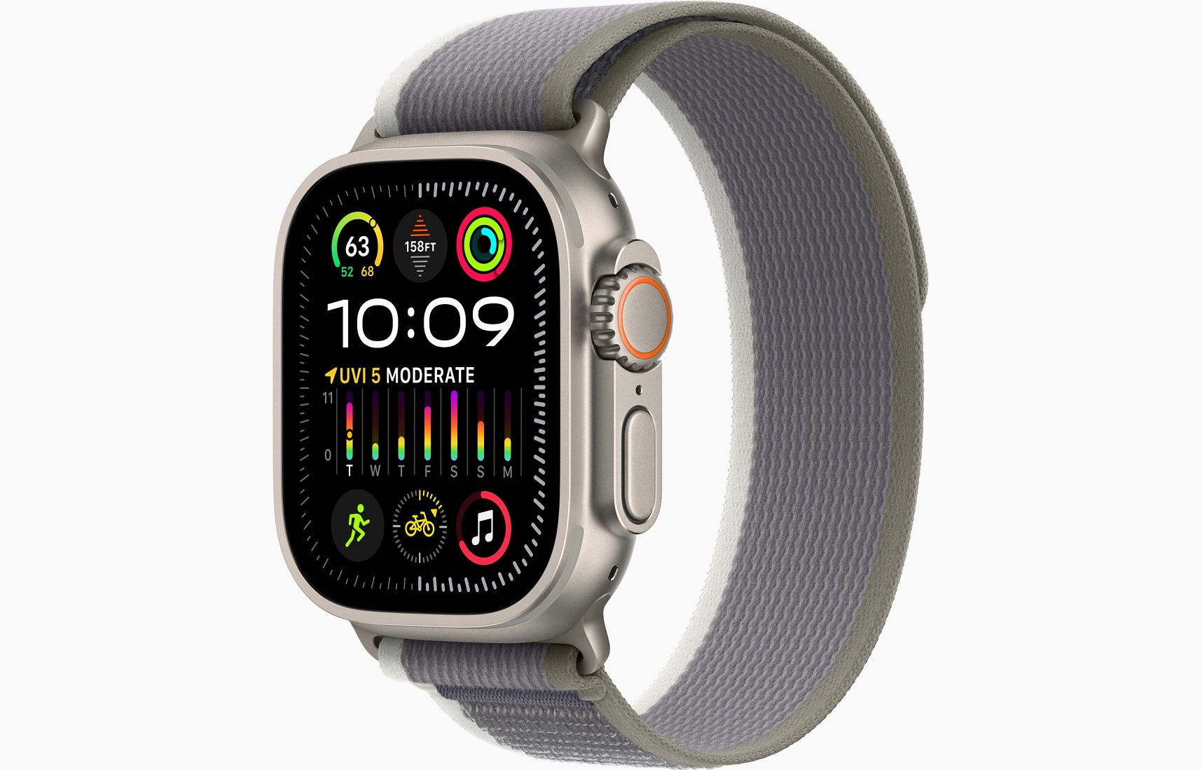 Apple Watch Ultra 2/ 49mm/ Titan/ Šport Band/ Green-Grey Trail/ -M/ L