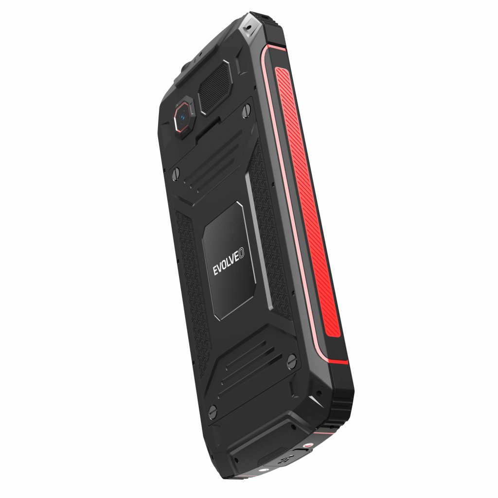 EVOLVEO StrongPhone W4, vodotěsný odolný Dual SIM telefon, černo-červená 