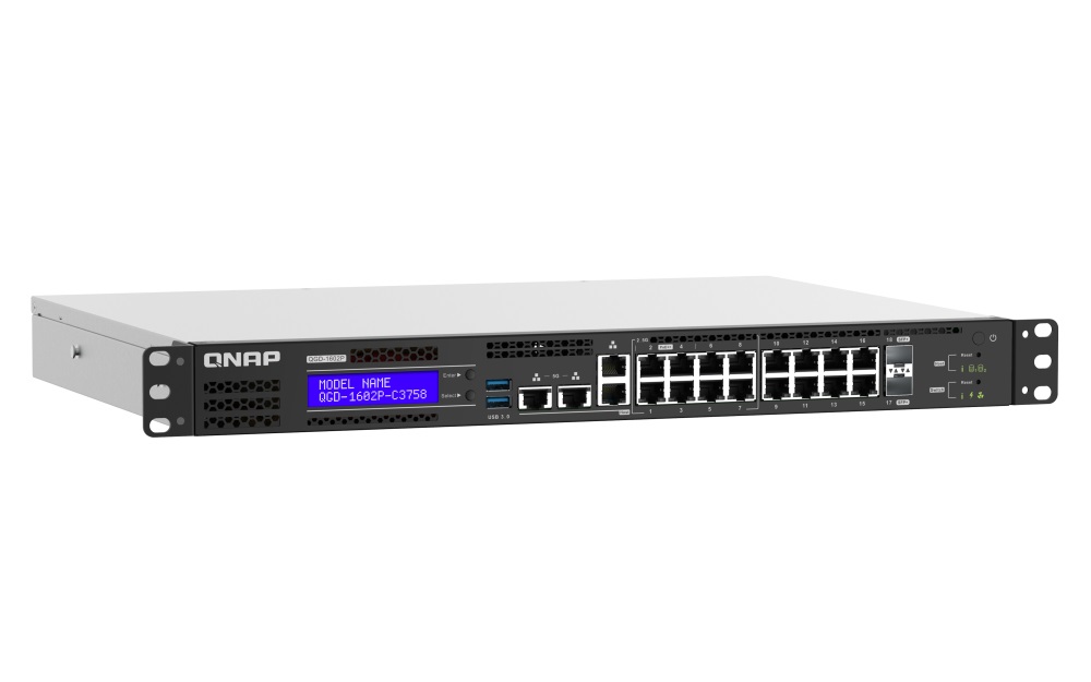 QNAP riadený hybridný switch QGD-1602-C3758-16G (8x GbE + 8x 2, 5 GbE + 2x 10GbE SFP+, 16GB RAM) 