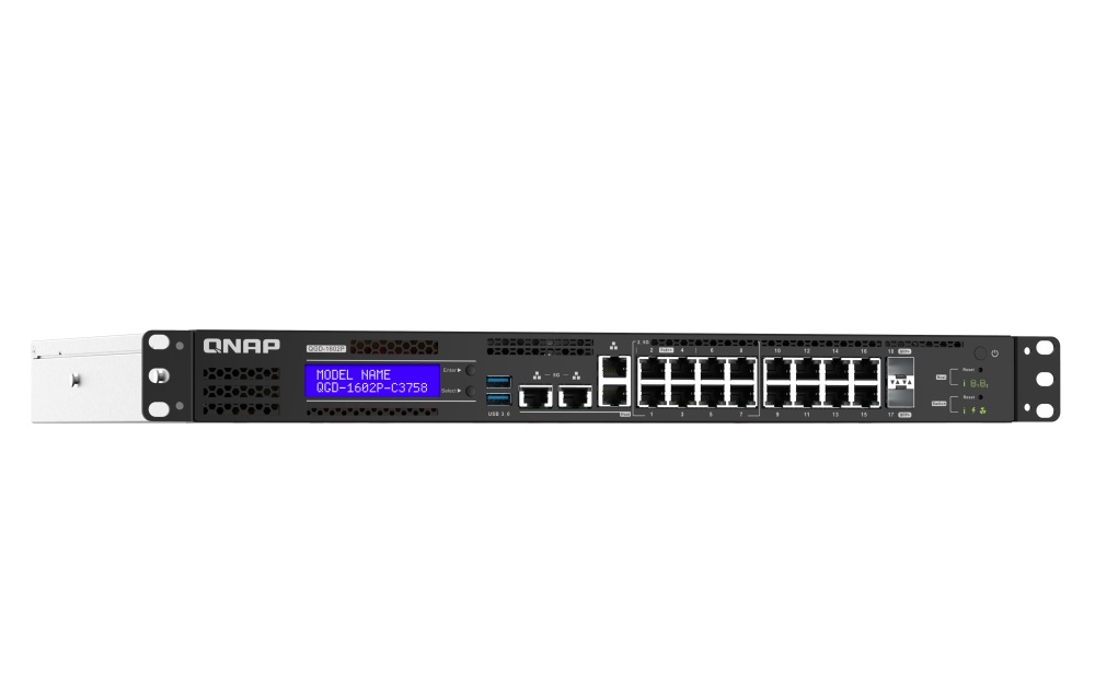 QNAP riadený hybridný switch QGD-1602-C3558-8G (8x GbE + 8x 2, 5 GbE + 2x 10GbE SFP+, 8GB RAM) 
