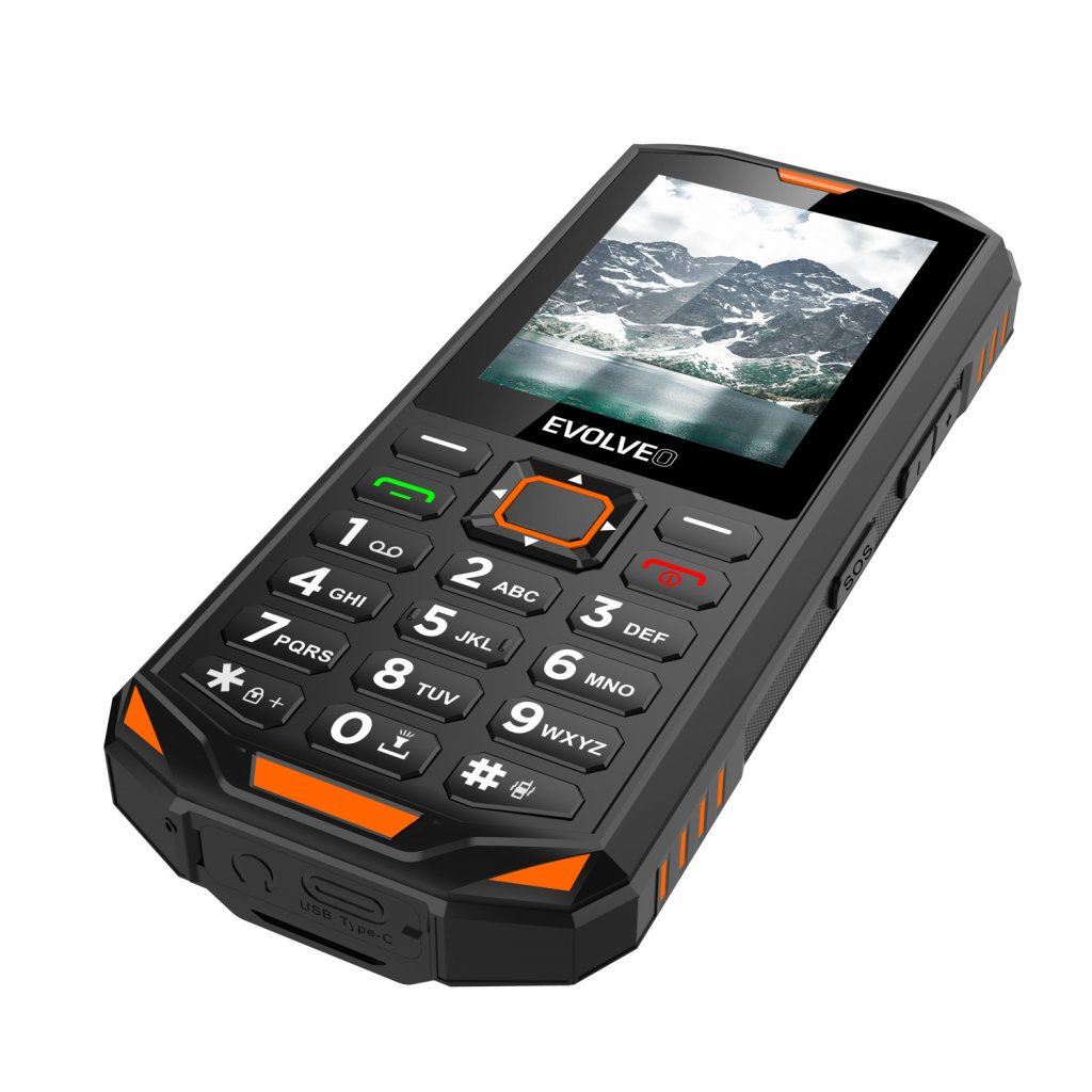 EVOLVEO StrongPhone X5, vodotěsný odolný Dual SIM telefon, černo-oranžová 