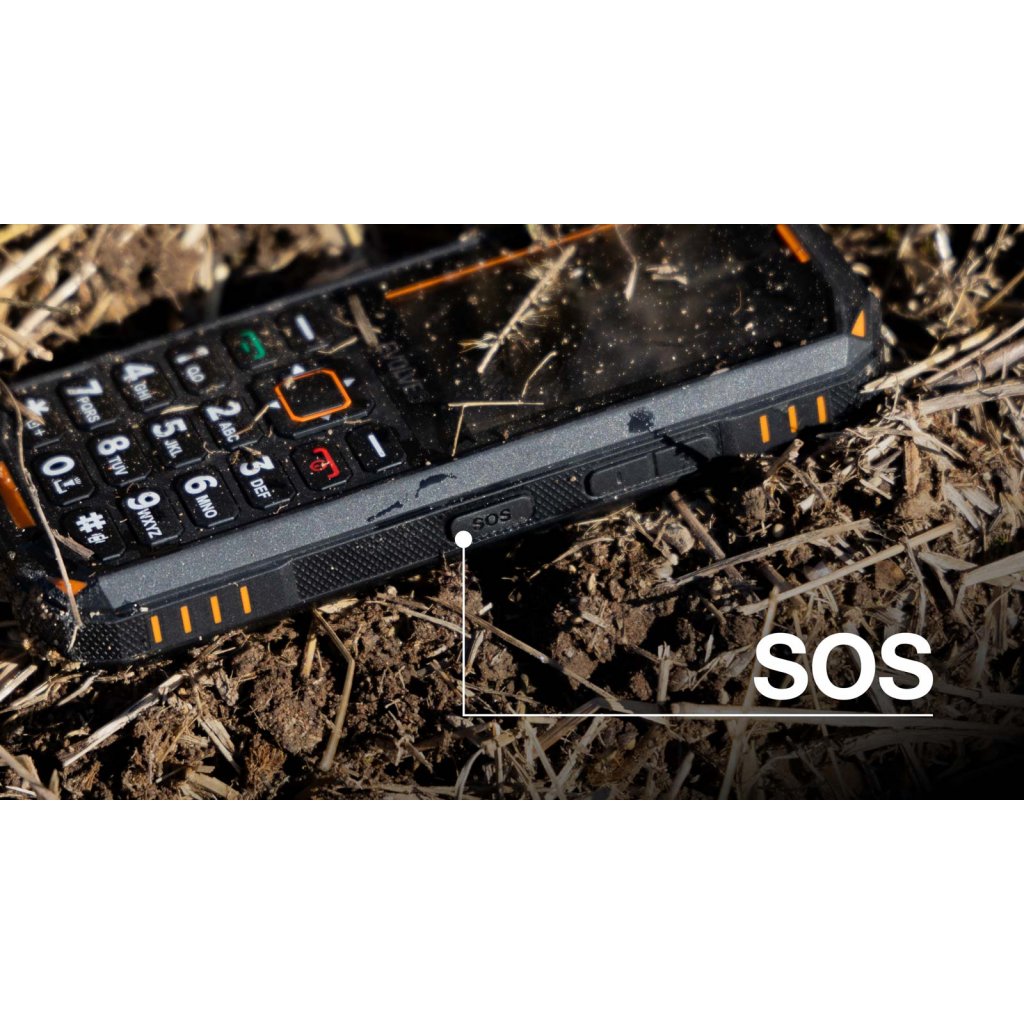 EVOLVEO StrongPhone X5, vodotesný odolný Dual SIM telefón, čierno-oranžová 