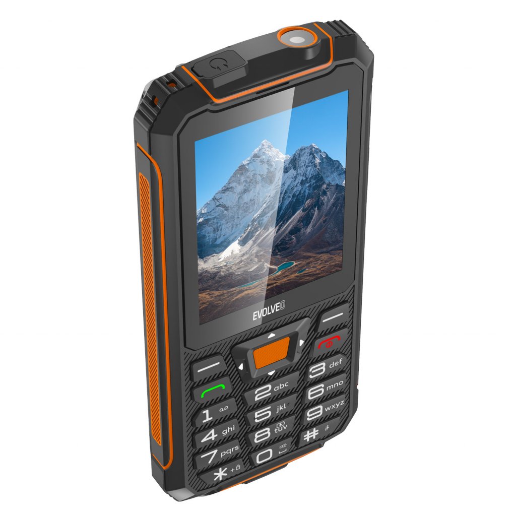 EVOLVEO StrongPhone Z6, vodotěsný odolný Dual SIM telefon, černo-oranžová 