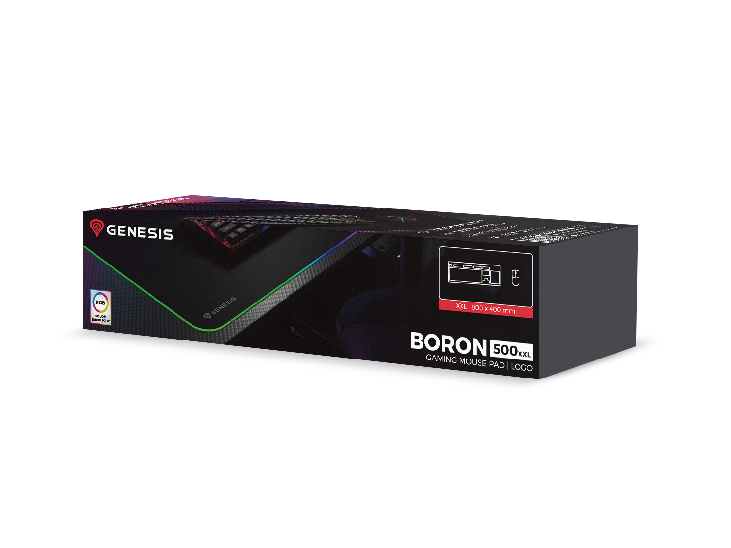 Herná podložka pod myš s RGB podsvietením Genesis BORON 500 XXL, 800x400mm 