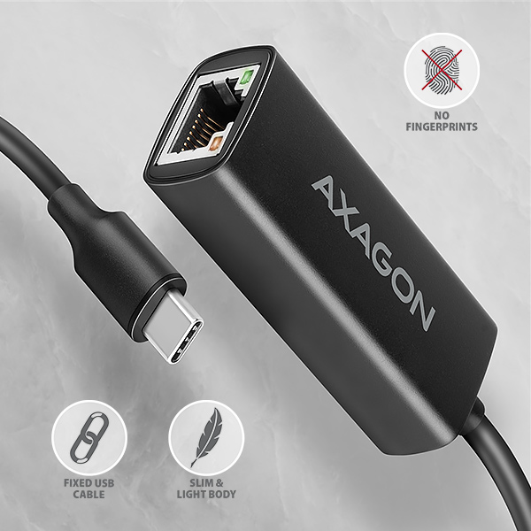 AXAGON ADE-ARC, USB-C 3.2 Gen 1 - Gigabit Ethernet sieťová karta, Realtek 8153, auto inštal 