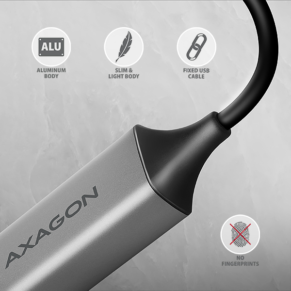 AXAGON ADE-TXCA, USB-C + USB-A 3.2 Gen 1 - Gigabit Ethernet sieťová karta, Asix AX88179, auto inštal 