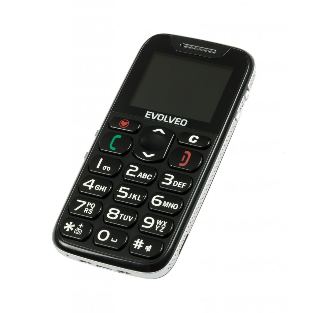 EVOLVEO EasyPhone, mobilný telefón pre seniorov s nabíjacím stojanom (čierna farba) 