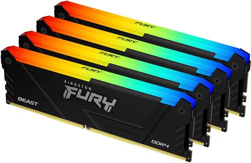 Kingston FURY Beast/ DDR4/ 128GB/ 3200MHz/ CL16/ 4x32GB/ RGB/ Black 