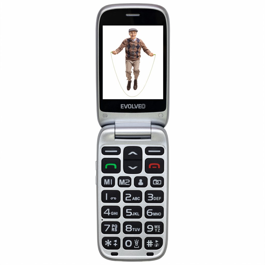 EVOLVEO EasyPhone FS, vyklápěcí mobilní telefon 2.8" pro seniory s nabíjecím stojánkem (červená barv 