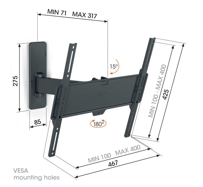 Vogels QUICK TVM 1423 TV rameno 2 kĺby M pre TV 32-65" 