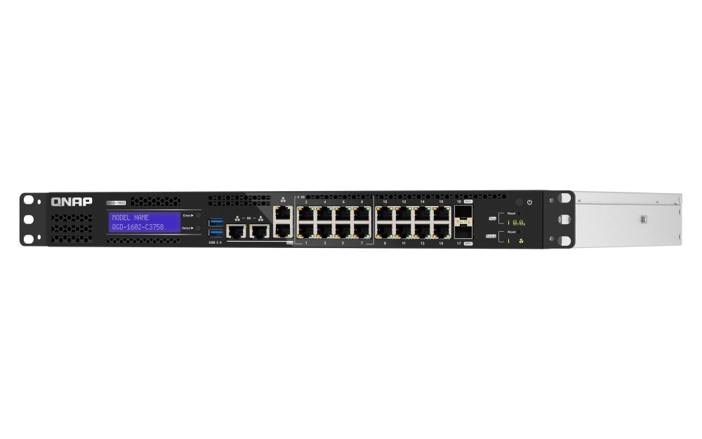 QNAP riadený hybridný switch QGD-1602-C3558-8G (8x GbE + 8x 2, 5 GbE + 2x 10GbE SFP+, 8GB RAM) 