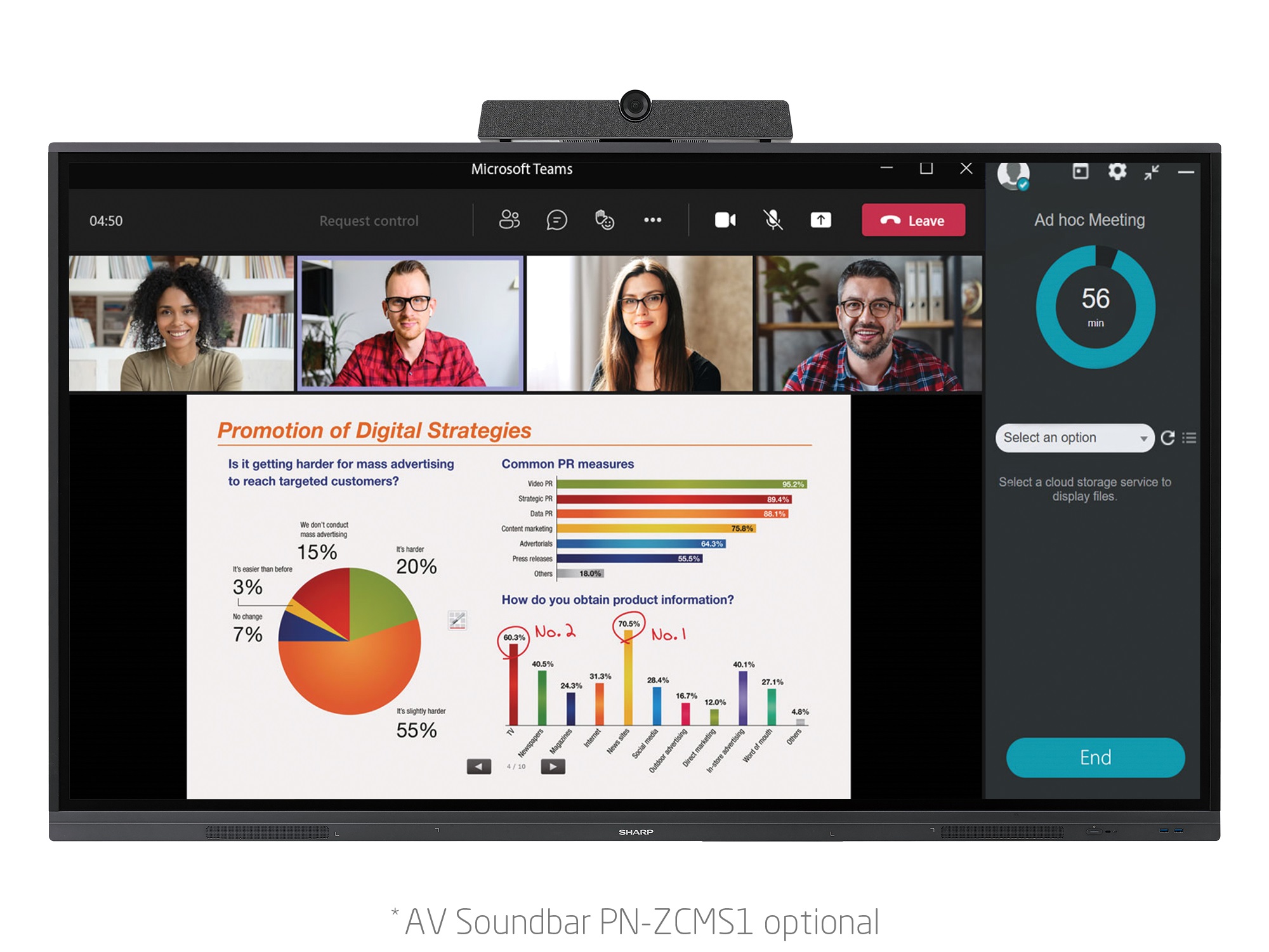 86" LED SHARP PN-L862B, 3840x2160, 16/ 7, 400cd, touch 
