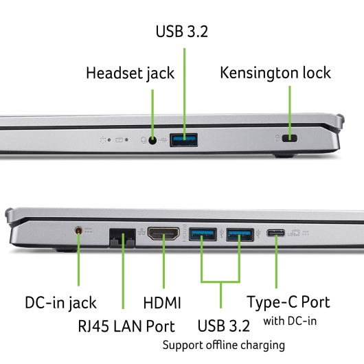 Acer Aspire 3 15/ A315-44P/ R5-5500U/ 15, 6"/ FHD/ 16GB/ 512GB SSD/ RX Vega 7/ W11H/ Silver/ 2R 