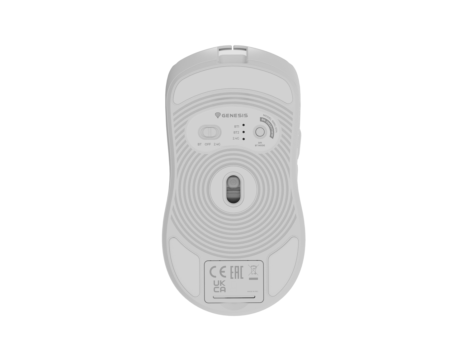 Genesis herná myš ZIRCON 500/ Herná/ Optická/ 10 000DPI/ Bezdrôtová USB + Bluetooth/ Biela 