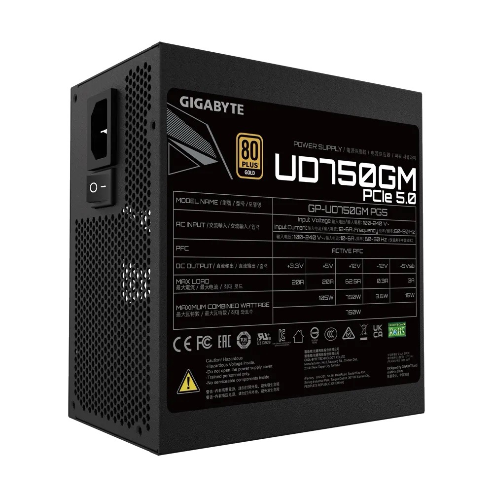 Gigabyte UD750GM PG5/ 750W/ ATX 3.0/ 80PLUS Gold/ Modular 