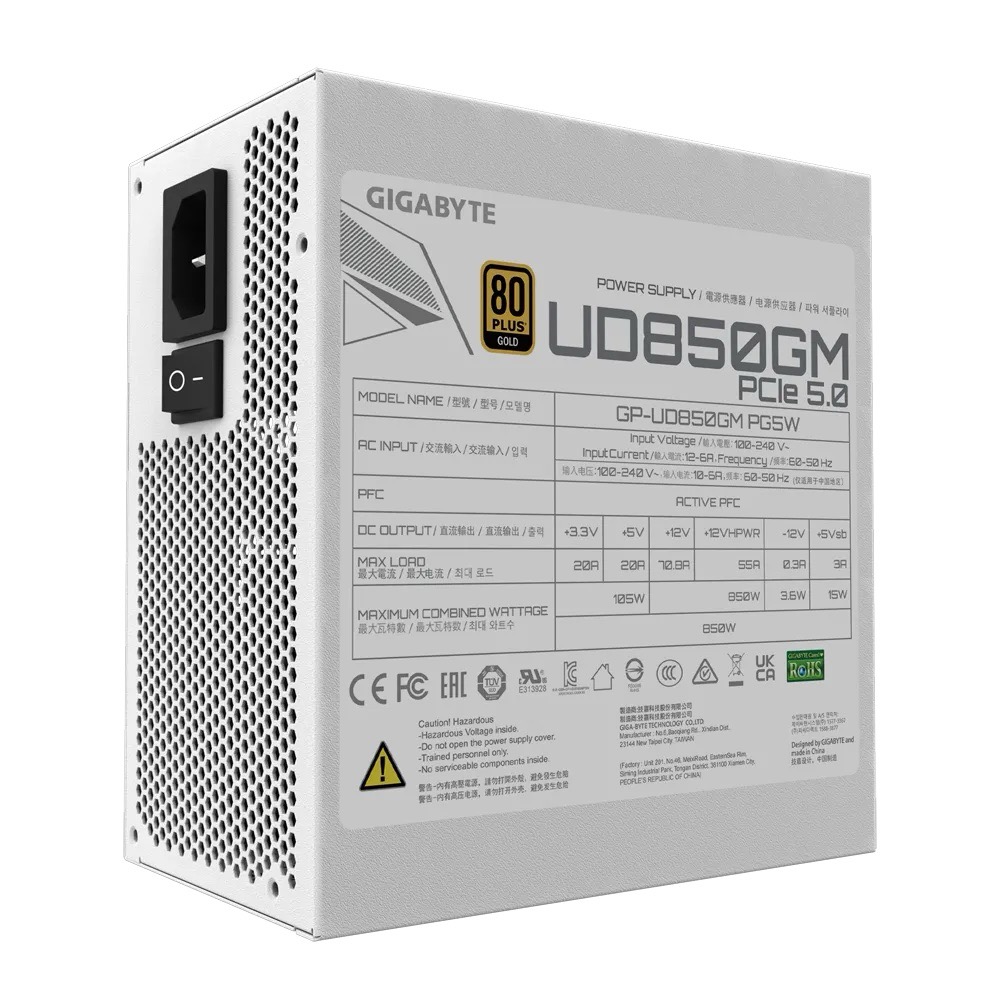 Gigabyte UD850GM PG5W/ 850W/ ATX 3.0/ 80PLUS Gold/ Modular 