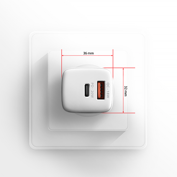 AXAGON ACU-PQ20W nabíjačka do siete 20W, 2x port (USB-A + USB-C), PD3.0/ PPS/ QC4+/ AFC/ Apple, biela 