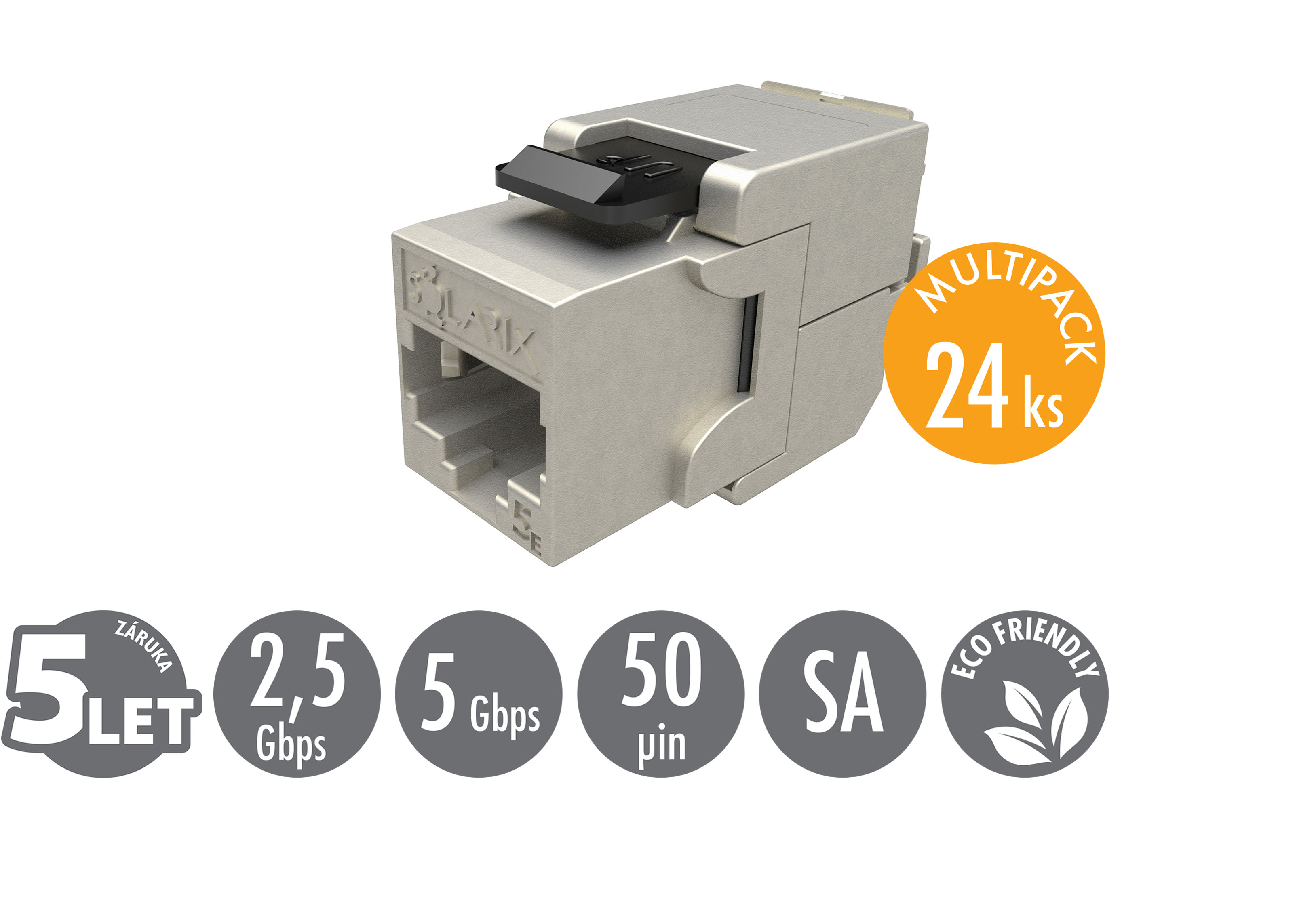 MULTIPACK 24 ks - samořezný keystone Solarix CAT5E STP SXKJ-5E-STP-BK-SA