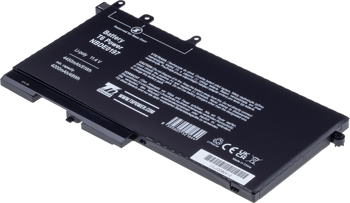 Batéria T6 Power Dell Latitude 5280, 5290, 5480, 5490, 5580, 5590, 4450mAh, 51Wh, 3cell, Li-pol