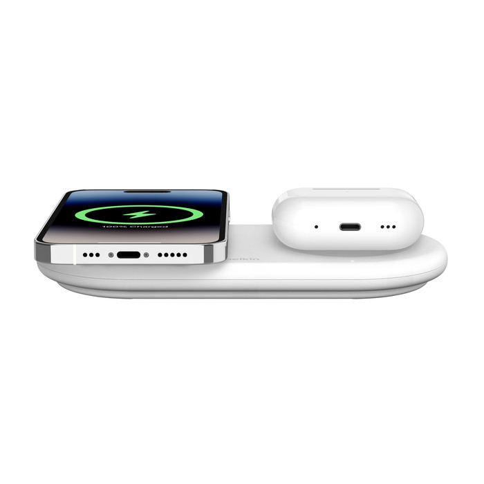 Belkin 2v1 Qi2 15W Magnetic Charging Pad, white 