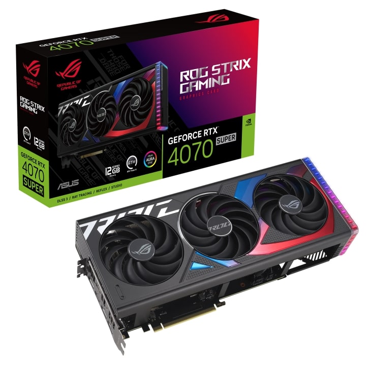 ASUS VGA NVIDIA GeForce RTX 4070 SUPER ROG STRIX 12G,  12G GDDR6X,  3xDP,  2xHDMI 