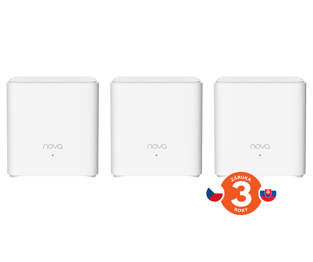 Tenda Nova EX3 (3-pack) WiFi6 AX1500 Mesh Gigabit systém, 6xGLAN/ GWAN, WPA3, VPN, SMART CZ aplikácie