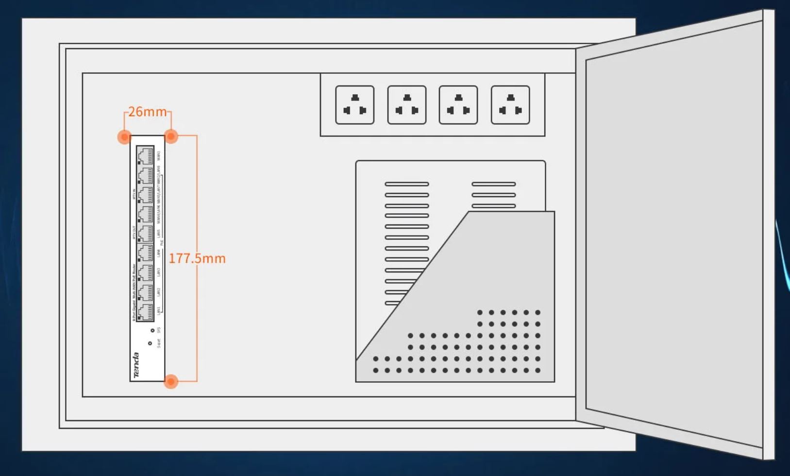 Tenda G0-8G-PoE Gigabit PoE Router MultiWAN, 3x GWAN/ GLAN, 1x GWAN, 5x GLAN, 8x PoE 802.3af/ at, VPN 