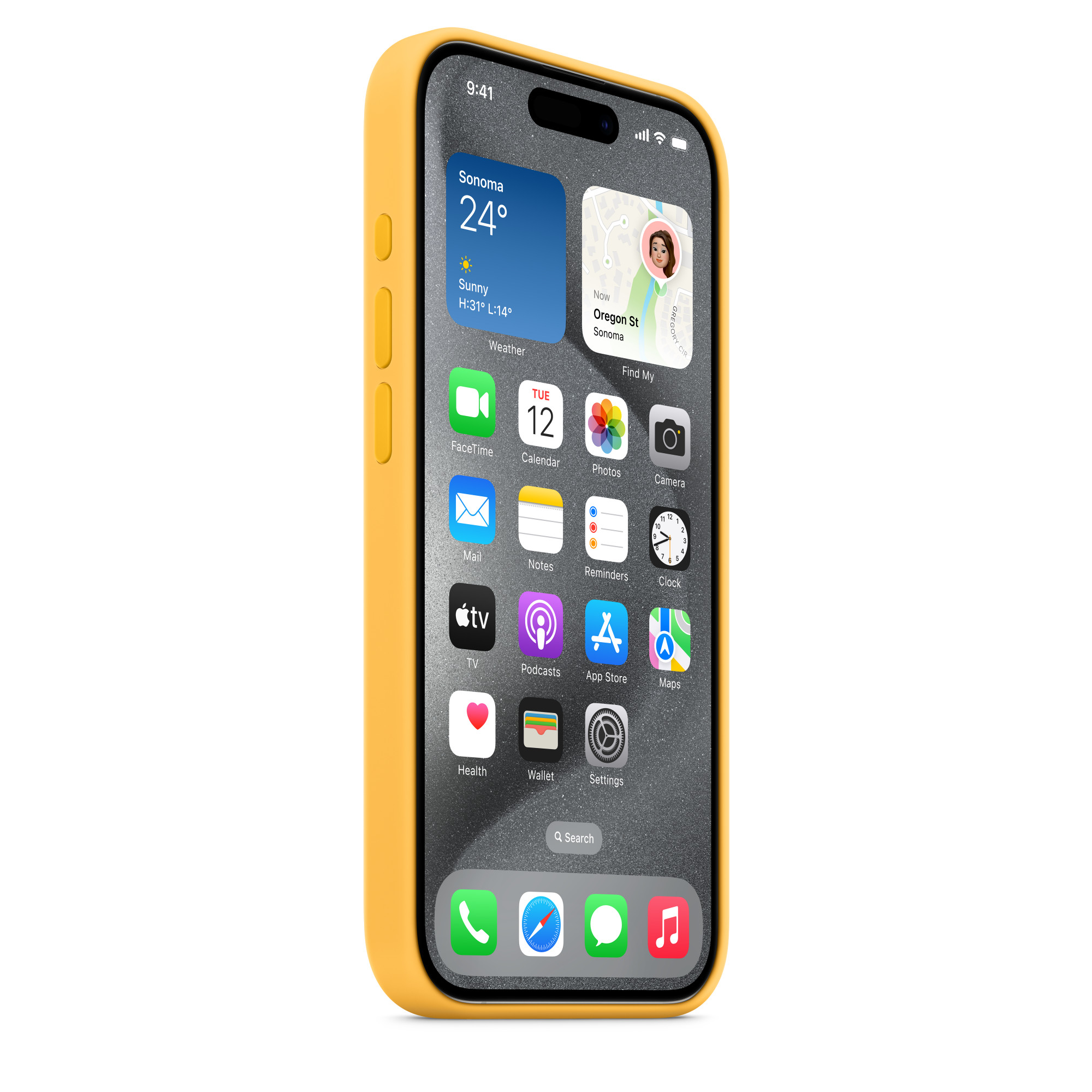 iPhone 15 ProMax Silicone Case with MS - Sunshine 