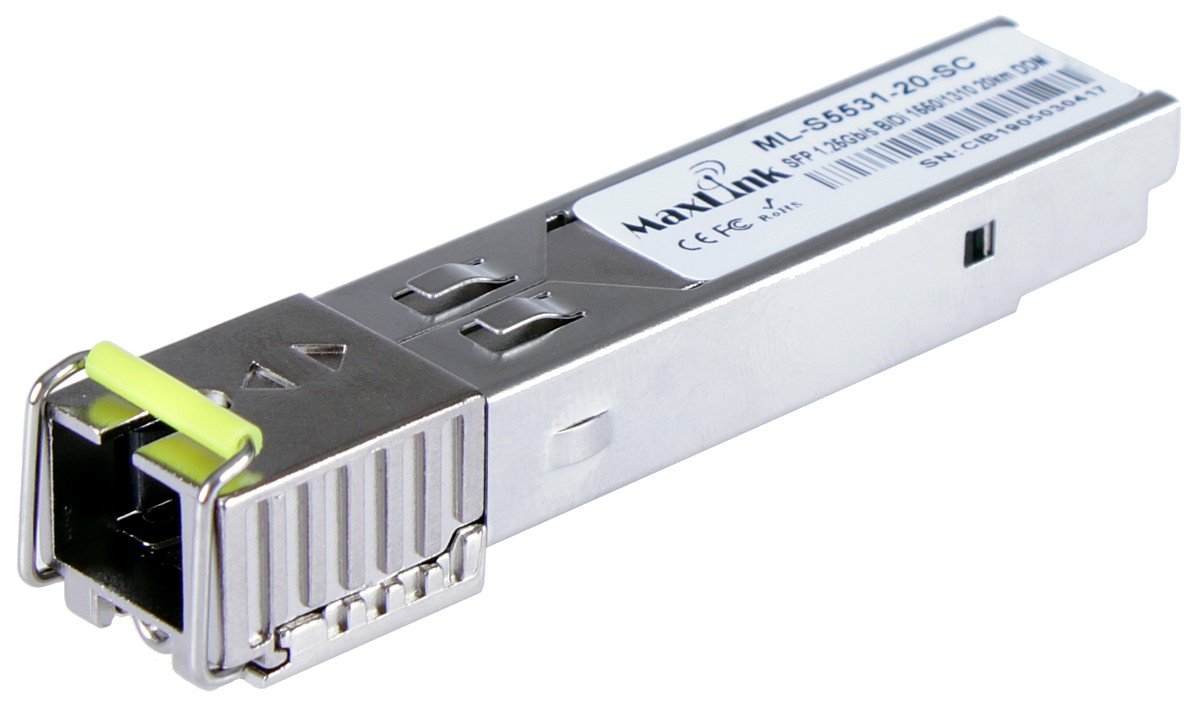 MaxLink 1.25G SFP optický modul, WDM(BiDi), SM, Tx 1550/ Rx1310nm, 20km, 1x SC konektor, DDM