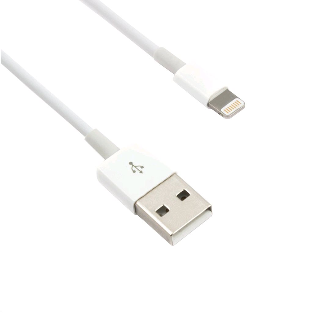 Kábel C-TECH USB 2.0 Lightning (IP5 a vyšší) nabíjací a synchronizačný kábel, 1m, biely