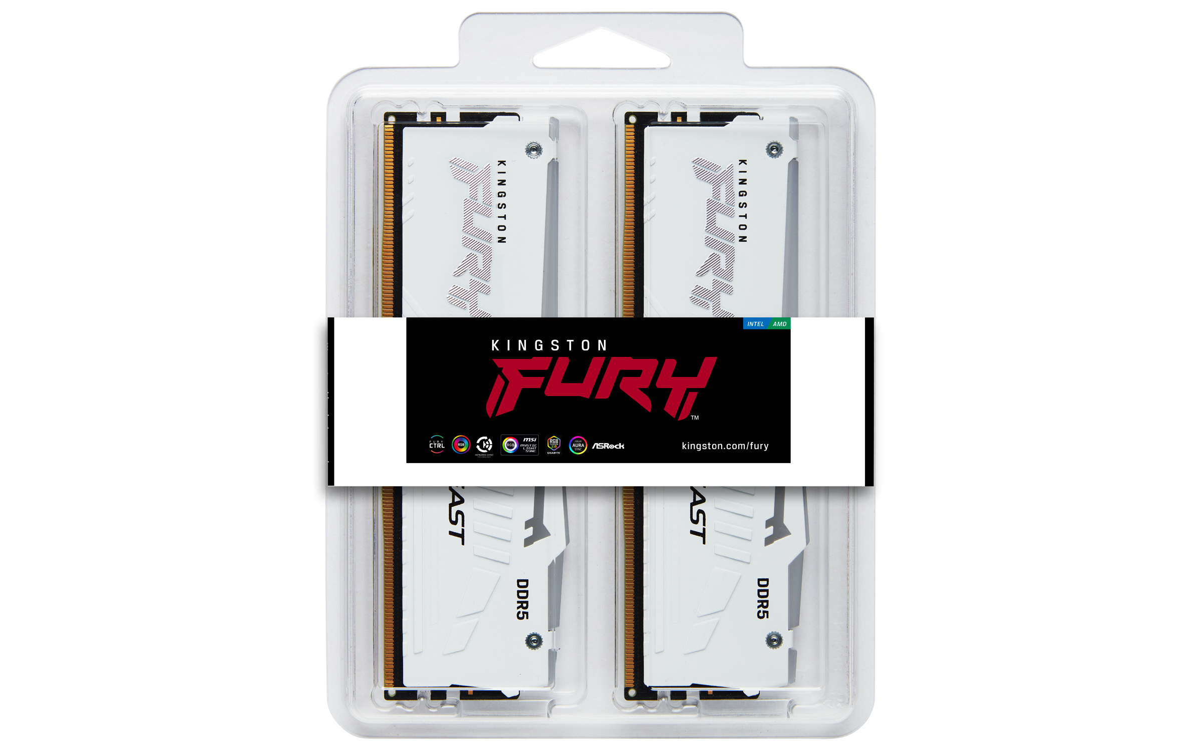 Kingston FURY Beast/ DDR5/ 32GB/ 6000MHz/ CL30/ 2x16GB/ RGB/ White 