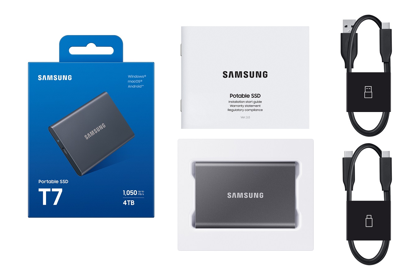 Samsung T7/ 4TB/ SSD/ Externý/ Sivá/ 5R 