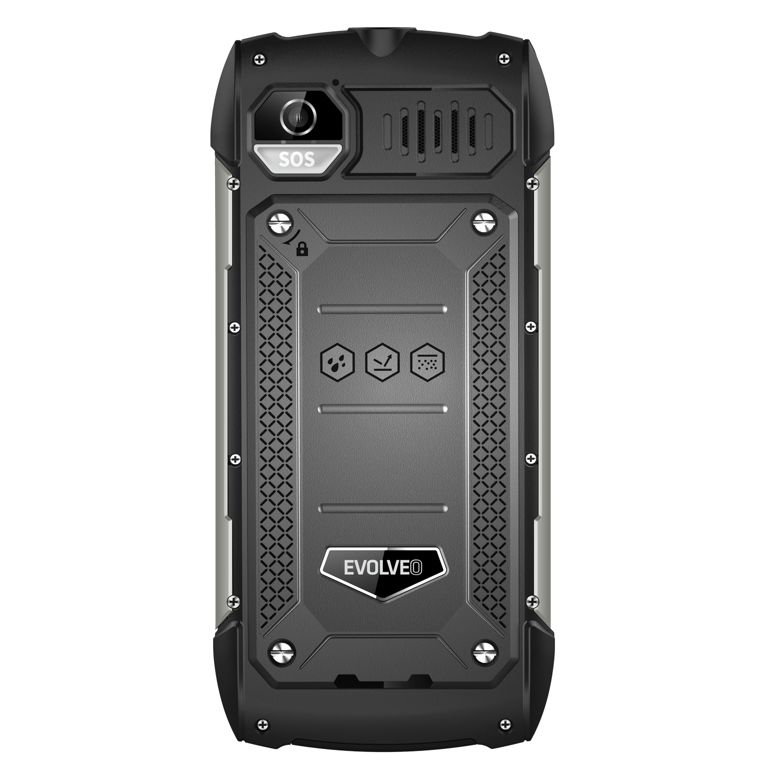 EVOLVEO StrongPhone H1, vodotesný odolný Dual SIM telefón, čierna-strieborná 