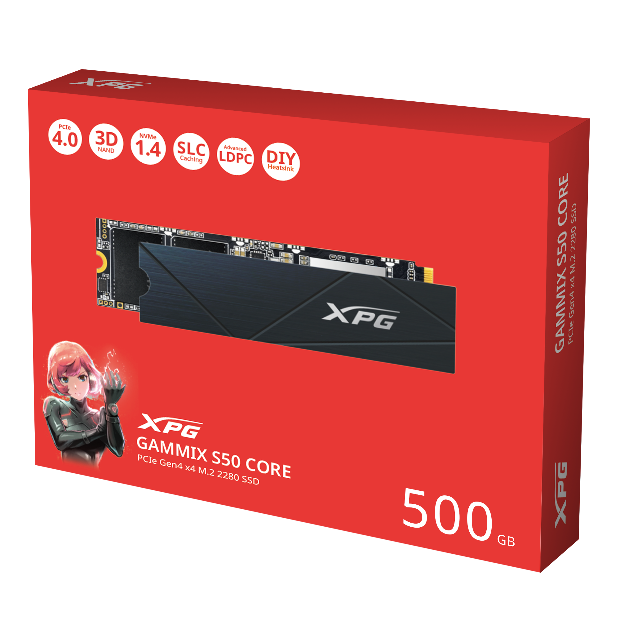 ADATA XPG GAMMIX S50 CORE/ 500GB/ SSD/ M.2 NVMe/ Čierna/ Heatsink/ 3R 